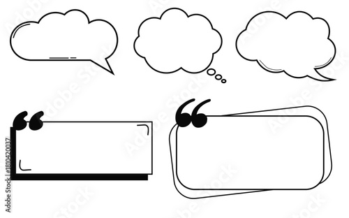 Frame doodle rectangle bubble template with quotes for quoting motivational text, dialog, quotes.