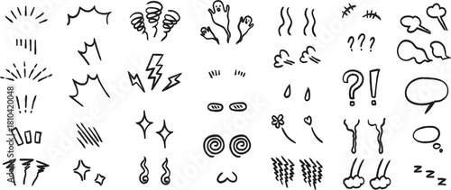 Hand drawn doodle elements cartoon style accents and embellishments for design