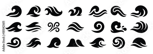 Abstract black and white shapes collection for design elements and decoration