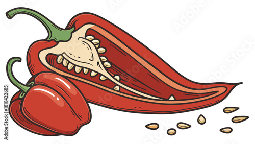 Red Chili Pepper Spicy Food Ingredient Illustration