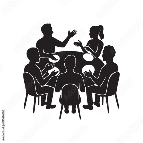Group eating dinner