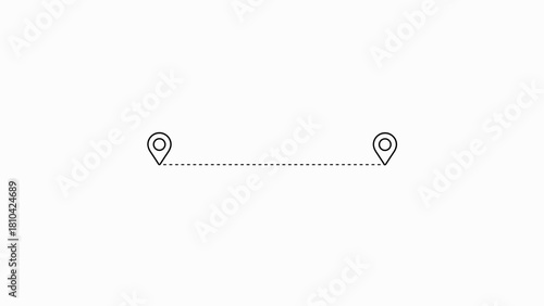 Wallpaper Mural Two black map pin icons connected by a dashed line on a white background location marker 1 Torontodigital.ca