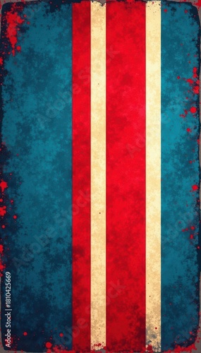 Red and blue grunge stripes, distressed texture, retro, stripes, abstract