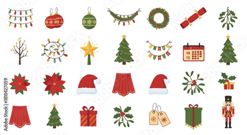 Holiday home decor collection colorful vector silhouettes for seasonal cheer.svg