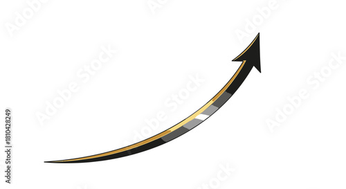 Refined Upward Curve Progress Icon, Sleek Monochrome with Gold Highlight.svg