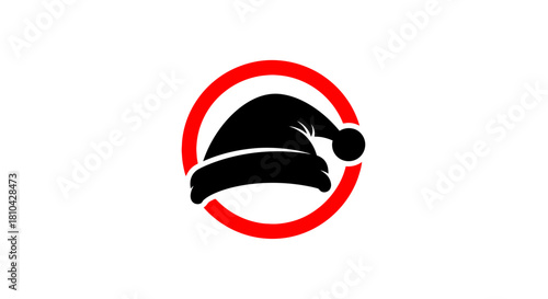 Santa's Hat Silhouette Logo with Bold Red Circle Accented Design.svg
