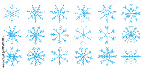 Snowflake christmas icon vector set