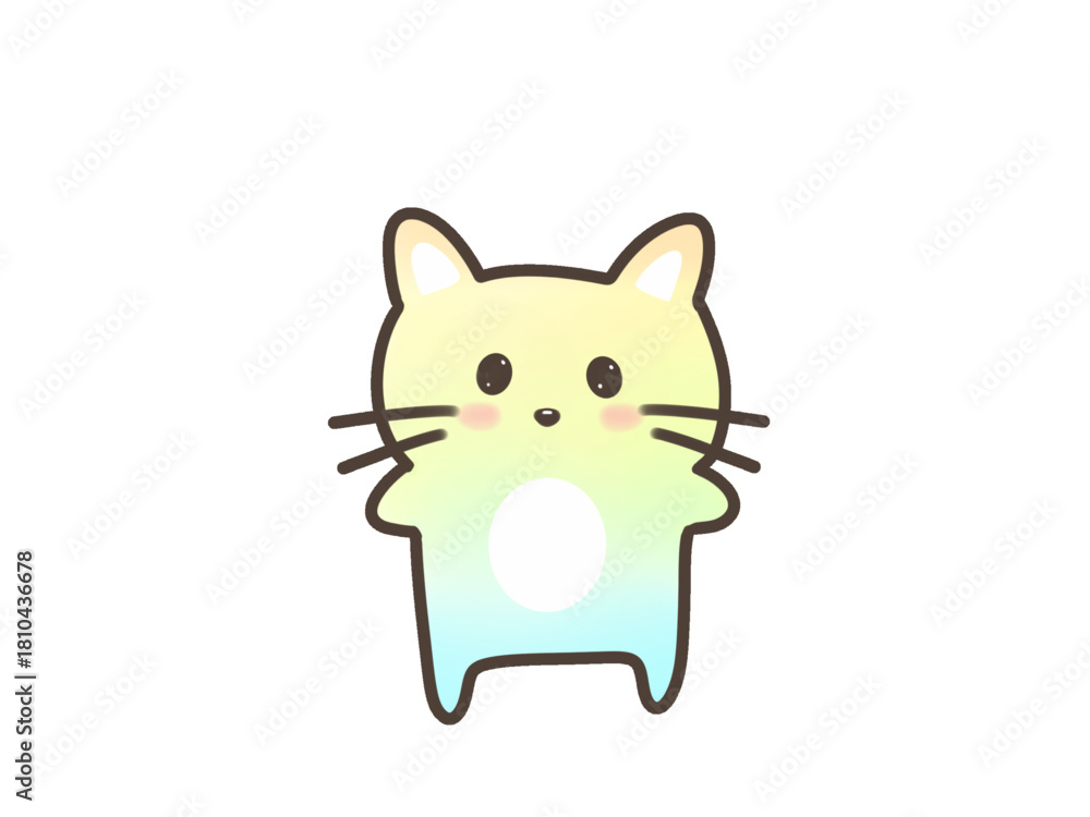 Fototapeta premium Cute Gradient Cat Character Illustration | Kawaii Colorful Kitty
