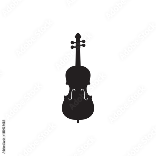 Violin Silhouette Vector Icon: Minimalist Black Glyph for Classical Music, String Instrument and Orchestra Design
