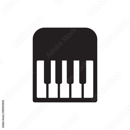 Piano Keyboard Vector Icon: Minimalist Black Glyph for Music, Instrument and Melody Design