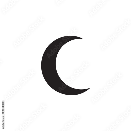 Crescent Moon Vector Icon: Minimalist Black Glyph for Night, Lunar and Ramadan Design
