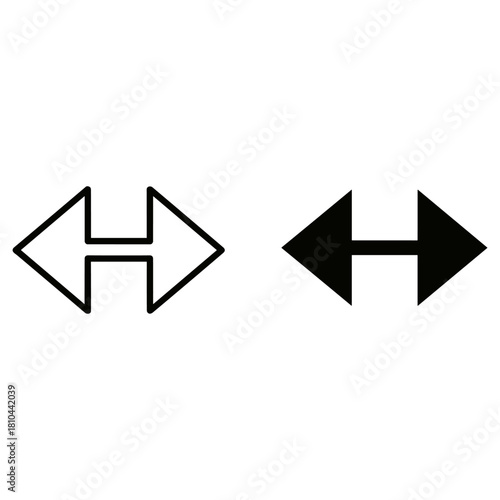 Free Download Horizontal arrow icon in black and white, a symbol of direction, isolated on white background - GFXLoad