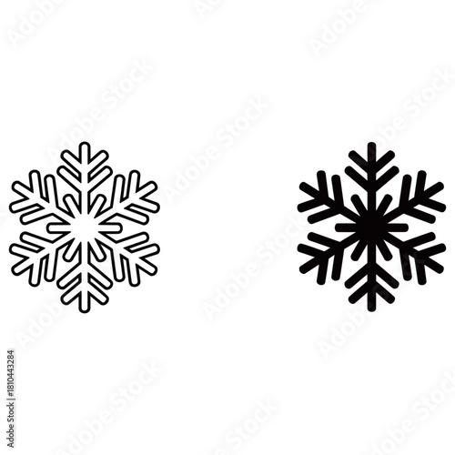 Minimalist snowflake icon isolated on white background, a symbol of winter and cold weather