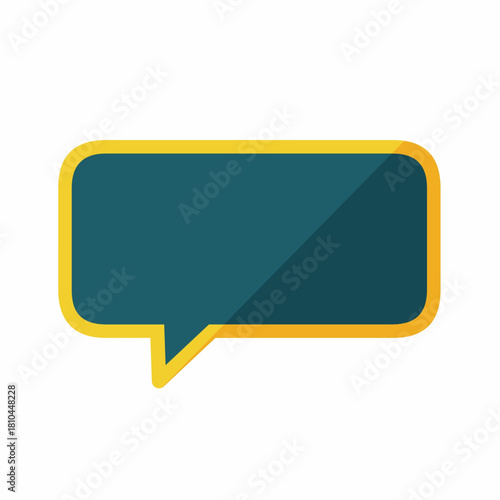 Dark Teal Speech Bubble with Yellow Outline Vector Graphic