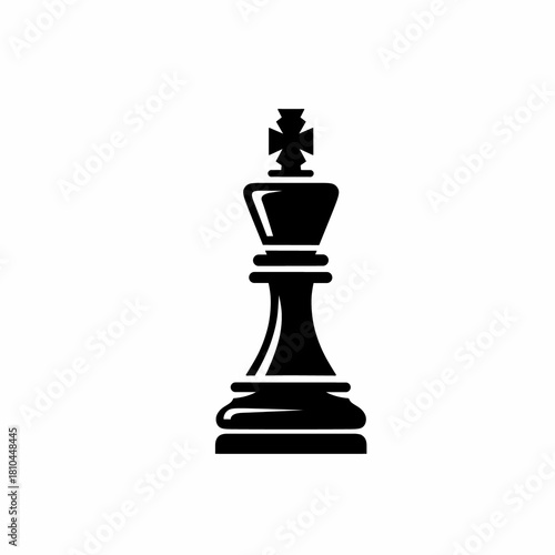 Chess King Piece Symbol Silhouette Strategic Game Icon Vector