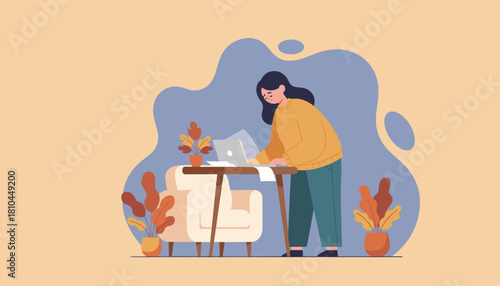 Sad employee suffering burnout while remote working from home on a laptop