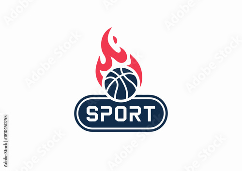 This energetic logo design features a basketball engulfed in flames, representing passion and intensity, ideal for sports teams and athletic brands seeking active imagery.