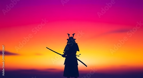 Gradient samurai silhouette background
