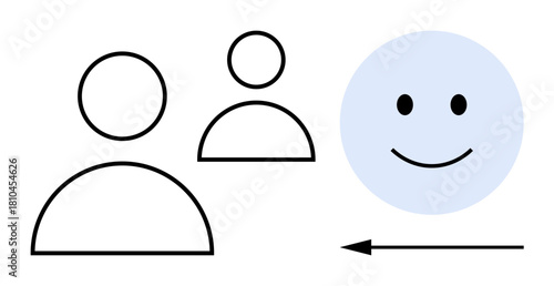 Social interaction concept. Visualizing human connection and engagement with smiling face and user icons. Social interaction fostering communication and relationships. For networks, apps