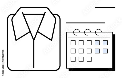 Shirt neatly hung with a grid-style calendar featuring highlighted dates, representing time management, schedule organization, daily planning, and productivity. Ideal for wardrobe management