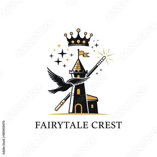Fairytale Crest Magic Castle Kingdom Logo