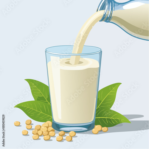 豆乳がグラスに注がれる清潔感のある美味しい構図