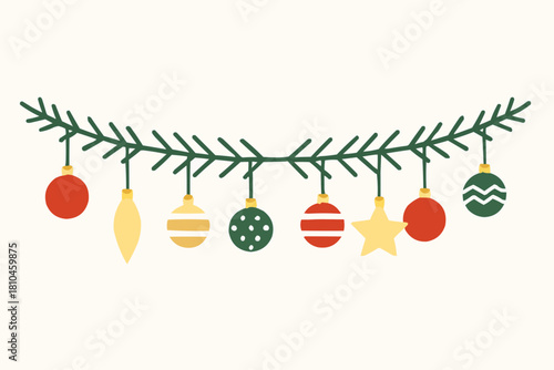 Christmas Garland Flat Vector