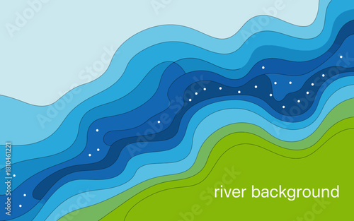 This tranquil river background features a beautiful gradient of blues flowing gently, making it a perfect choice to convey calmness and harmony in design projects.