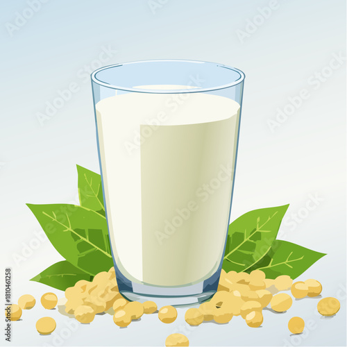 豆乳と大豆を並べた健康イメージの美味しい食品写真