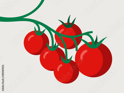 A vibrant illustration of fresh red tomatoes on a green vine, representing health, nourishment, and the essence of garden-fresh produce and culinary delights.