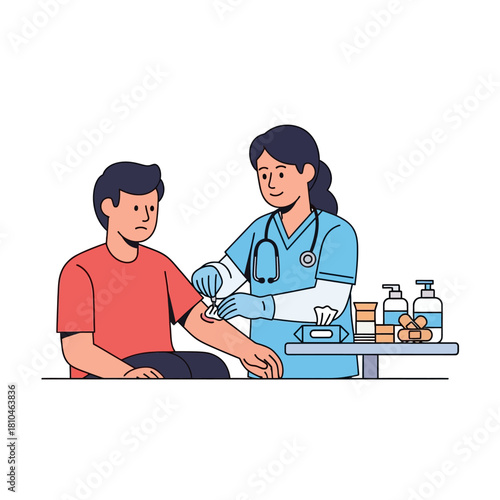 Nurse Administering Vaccination or Injection to Patient
