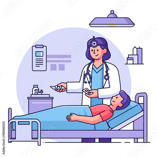 Doctor Dispensing Medication to Hospital Patient