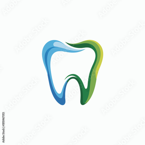 Featuring a unique combination of a tooth and flowing green and blue elements, this image represents the harmony between dental health and environmental consciousness in a stylish manner.