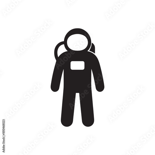 Astronaut Silhouette Vector Icon: Minimalist Black Glyph for Space Exploration, Cosmonaut and NASA Design