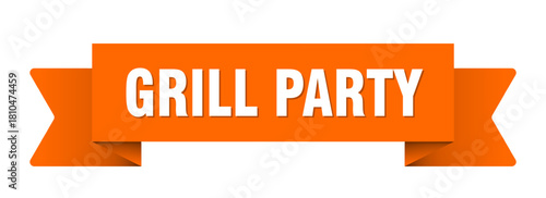 grill party ribbon isolated on transparent background. grill party ribbon