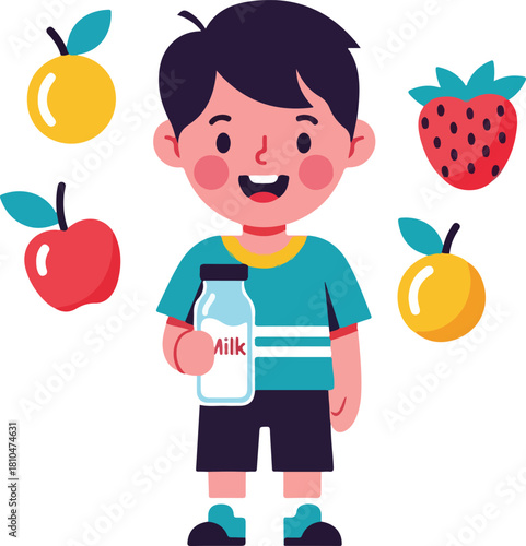 boy with fruit