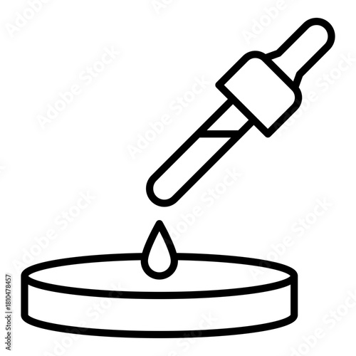 Eye dropper and petri dish black line icon