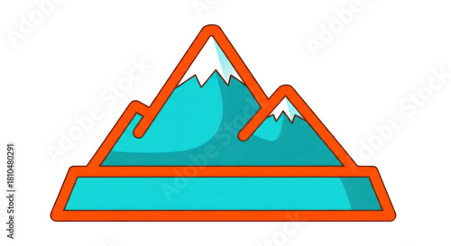 Mountain icon in turquoise and orange