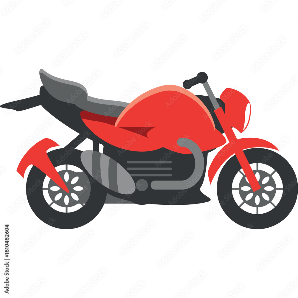 Fototapeta premium Red Motorcycle With Gray Accents And Chrome Details On A Transparent Background