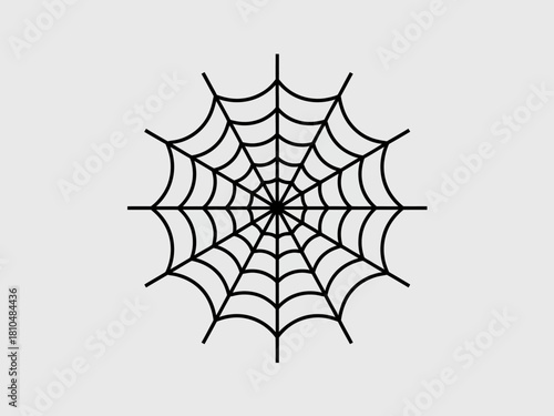 This detailed illustration showcases a black spider web against a soft grey background, conveying a sense of creativity, intricacy, and the beauty found in nature's designs.