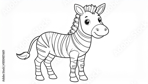 Adorable Cartoon Zebra Illustration - Black and White Striped Wild Animal - Cute Safa