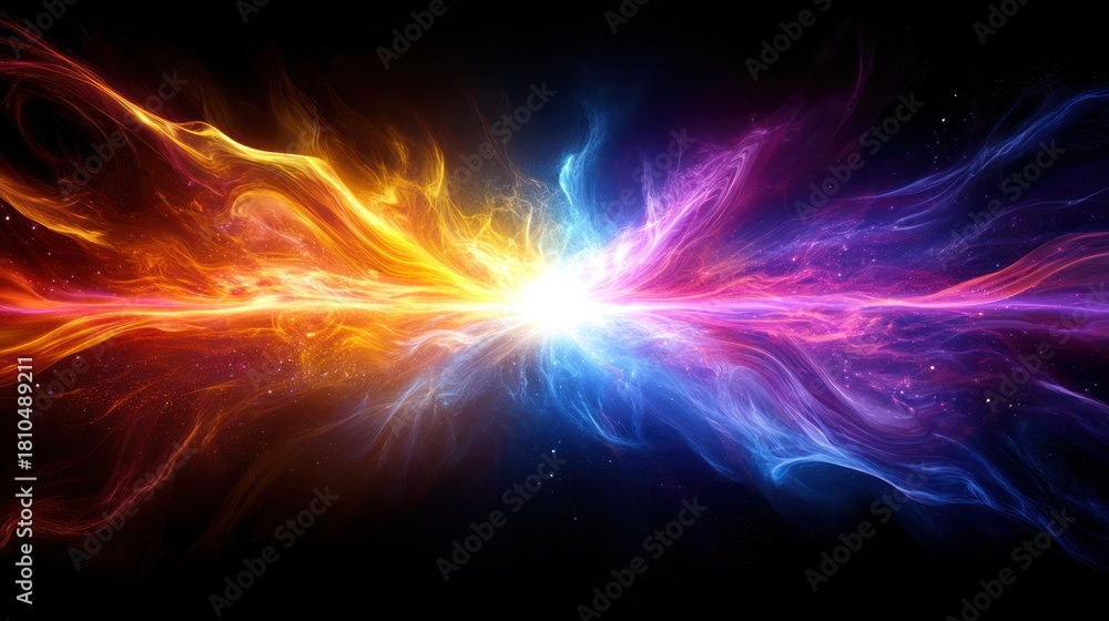 Obraz premium Abstract energy clash, vibrant colors, dynamic energy flow, visual display, background use