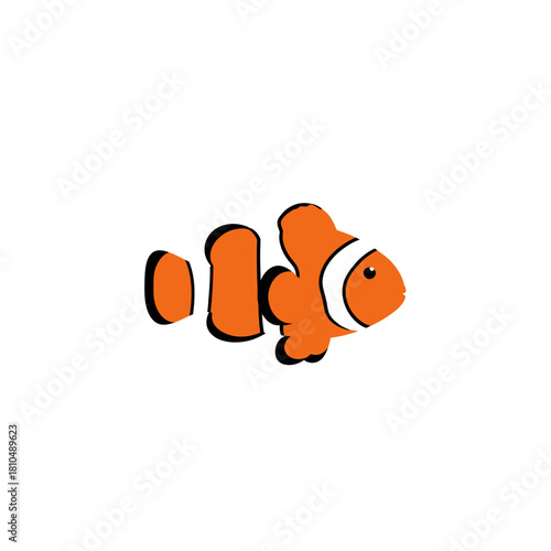 Cartoon clownfish isolated on white background