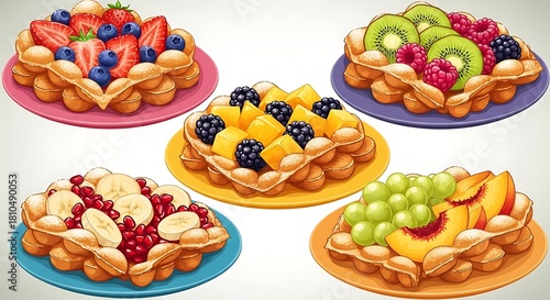 Wallpaper Mural Delicious Bubble Waffles with Fresh Fruits - A Colorful Culinary Delight. Torontodigital.ca
