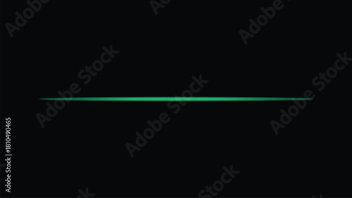 Thin Dark Green Horizontal Line with Glow on Black Background