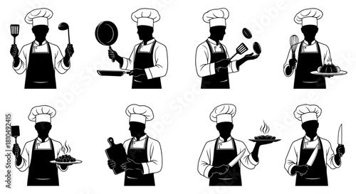 Chef Silhouette Collection - Culinary Professionals in Action.
