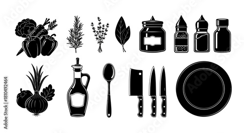 Culinary Essentials - A Silhouette Collection of Kitchen Staples.