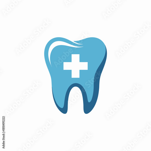 A sleek dental care icon featuring a stylized tooth with a medical cross, representing health and care, ideal for healthcare-related designs emphasizing dental services.