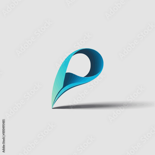 A modern, abstract logo featuring a stylized letter P in vibrant blue tones, exemplifying creativity, uniqueness, and professionalism for branding purposes.