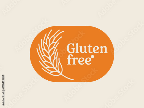 This gluten-free label design features a simple yet elegant wheat symbol, ideal for health-oriented products aimed at gluten-intolerant consumers seeking quality.